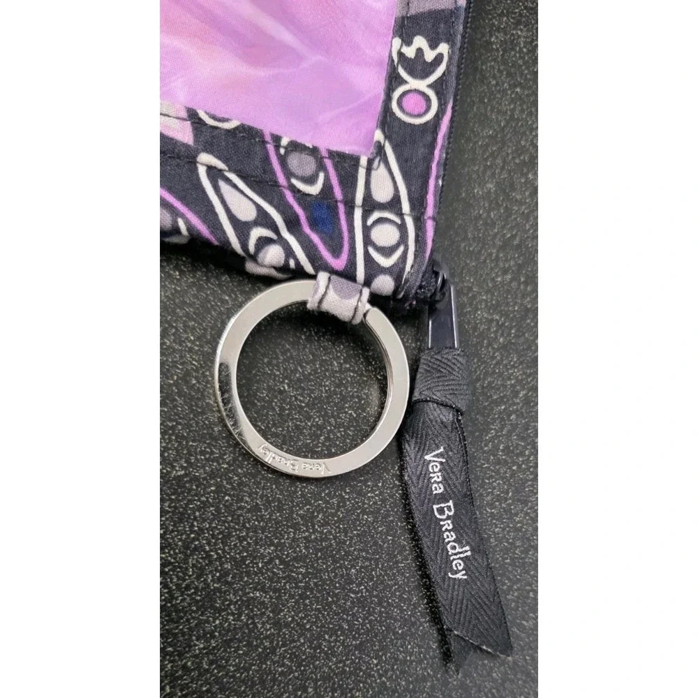 VERA BRADLEY ZIP ID CASE MIMOSA MEDALLION Lighten Up Purple Floral Boho‎ Coin